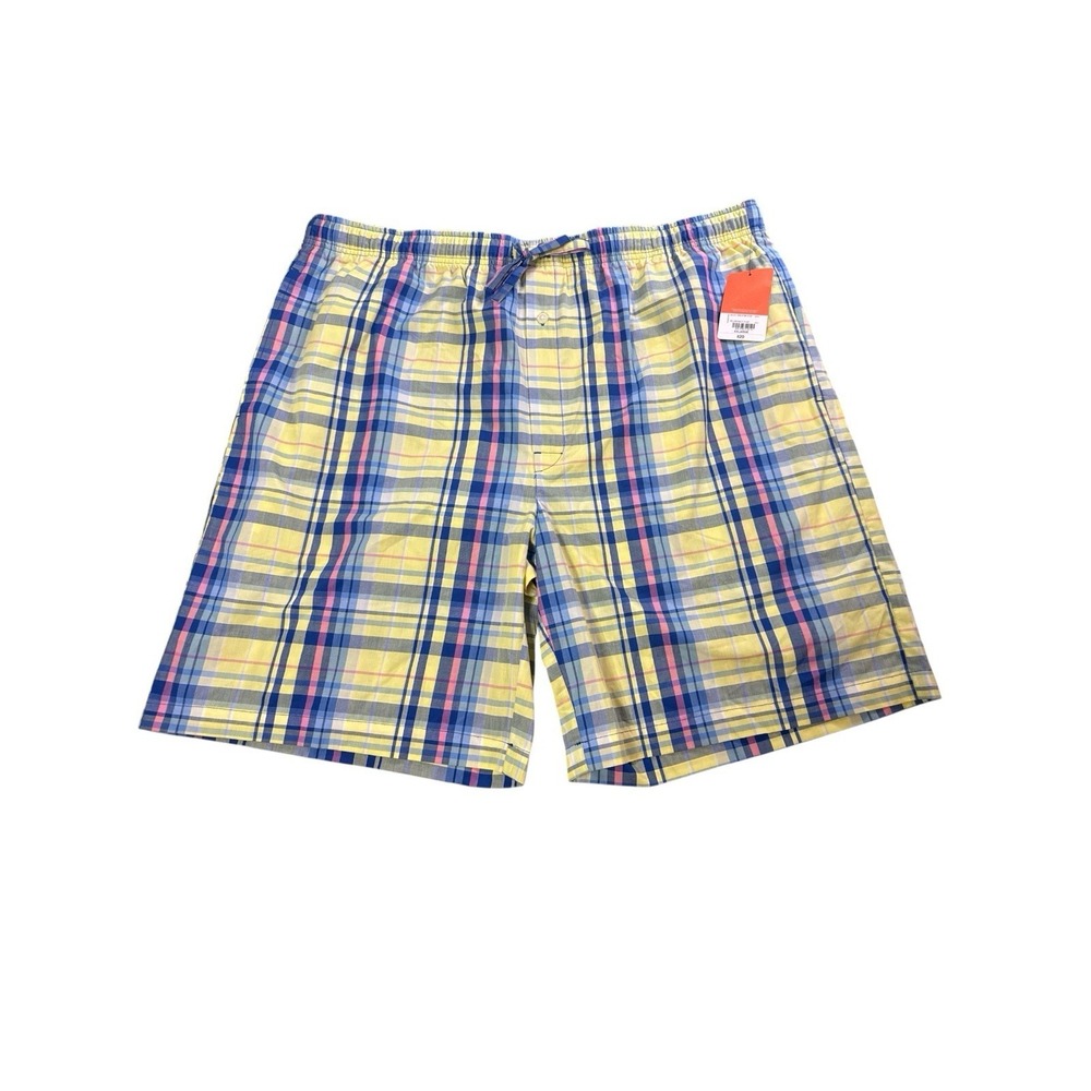 St. John's Bay Men's XXL Yellow and Blue Plaid‎ Pajama Shorts NWT